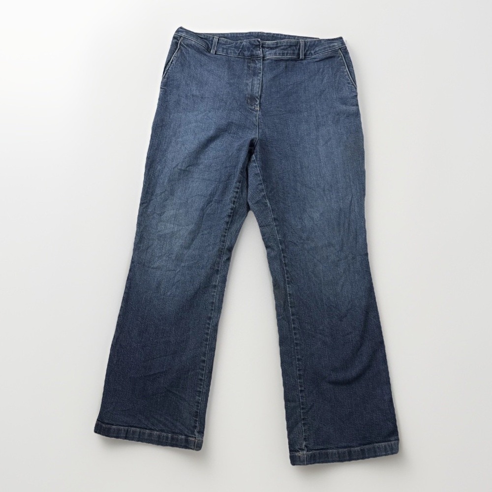 Lands' End Bottcut Jeans Women's 16‎ Blue Denim Relaxed Classic Zip Fly - Flaws